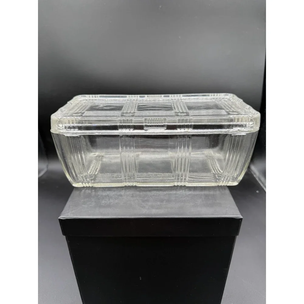 🍇✨ Anchor Hocking Ribbed Clear Glass Refrigerator Dish w/ Lid – Medium Size ✨🍇
